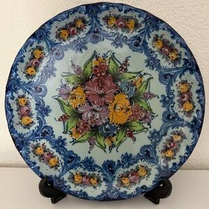 Handpainted Vestal Alcobaca Porcelain Plate 14”~Portugal